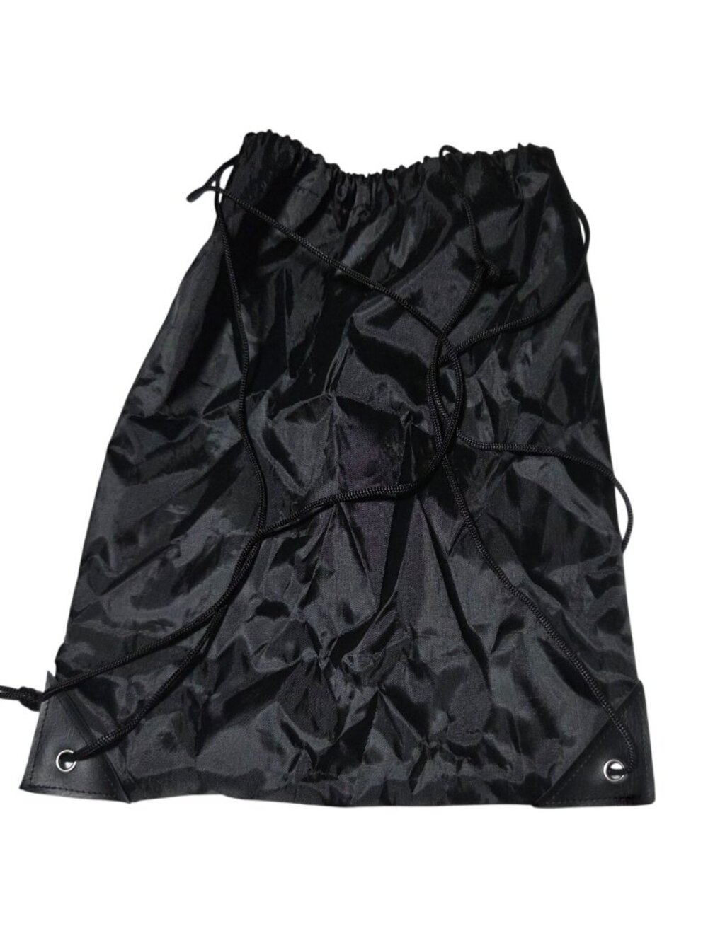 Black Drawstring Backpack Lightweight Nylon Gym School Travel Bag Lightweight